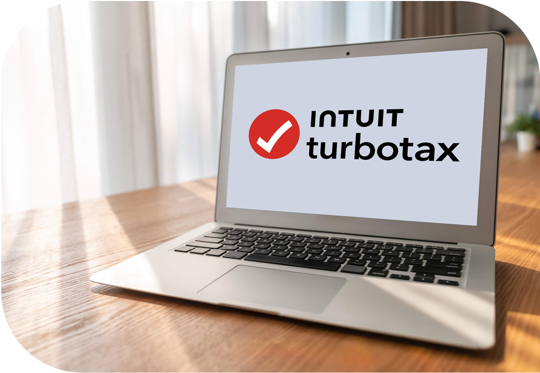 TurboTax logo on a laptop screen