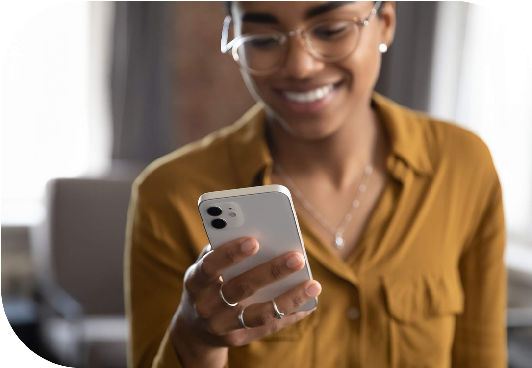 Woman looking at her smartphone